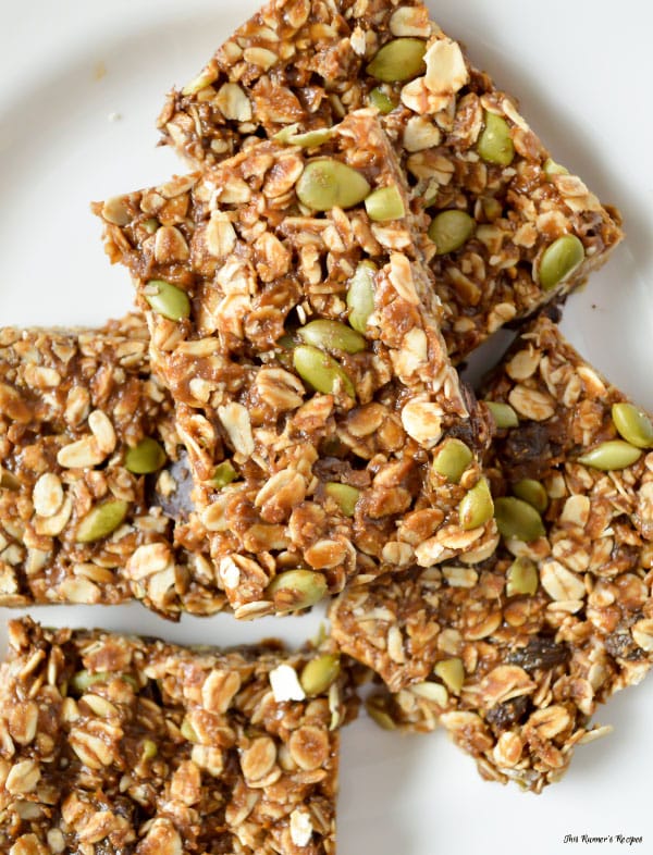 Vegetarian and Gluten Free No Bake Granola Bars from This Runner's Recipes